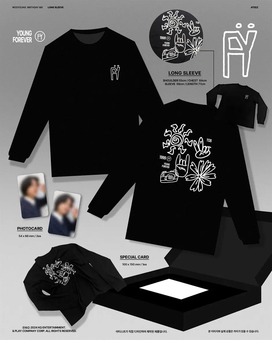 ATEEZ WOOYOUNG  - BIRTHDAY (Official MD)  LONG SLEEVE : FY KAEPJJANG SHOP (캡짱 숍)
