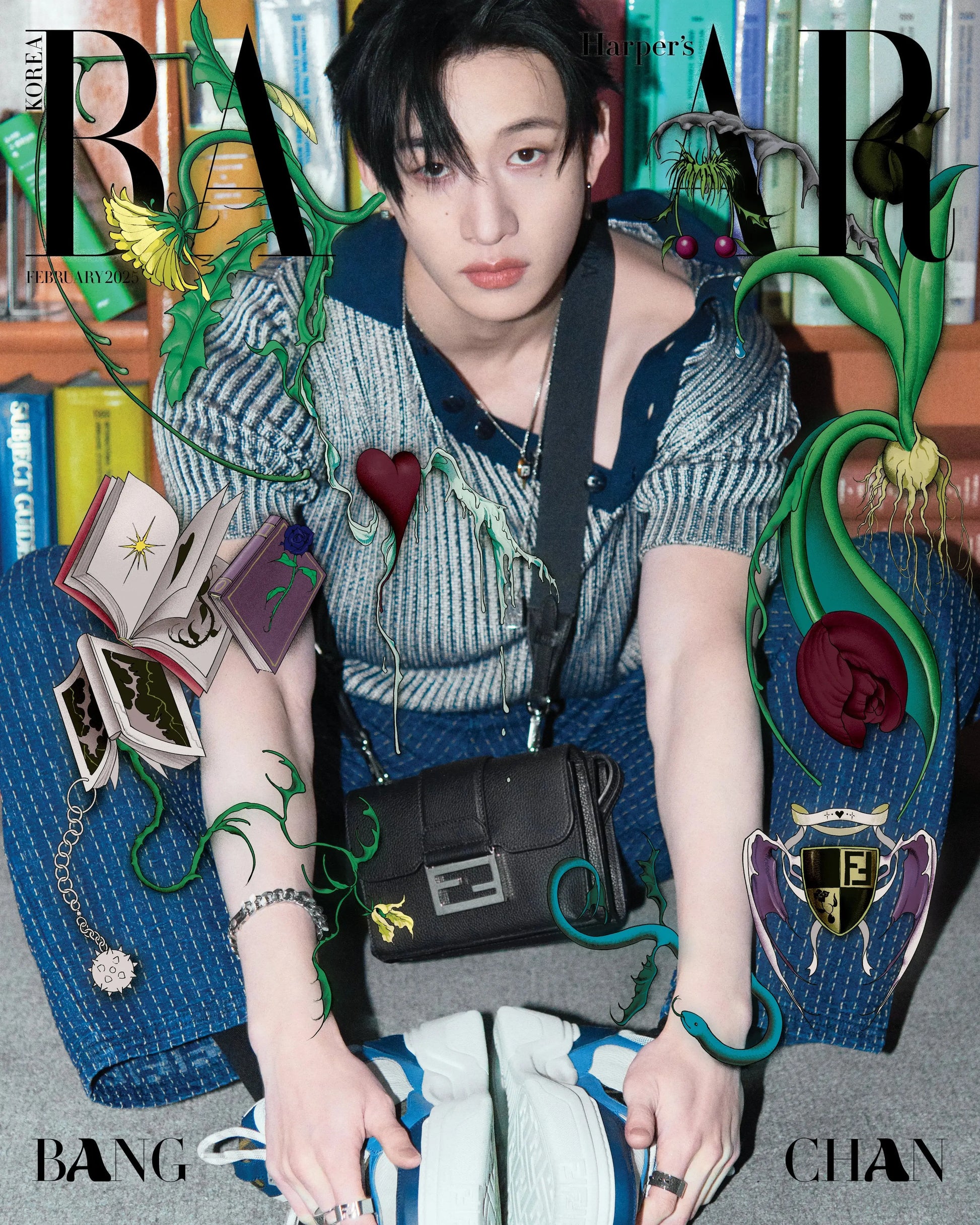 BAZAAR KOREA MAGAZINE (2025 FEBRUARY Issue)   Cover : STRAY KIDS BANGCHAN KAEPJJANG SHOP (캡짱 숍)