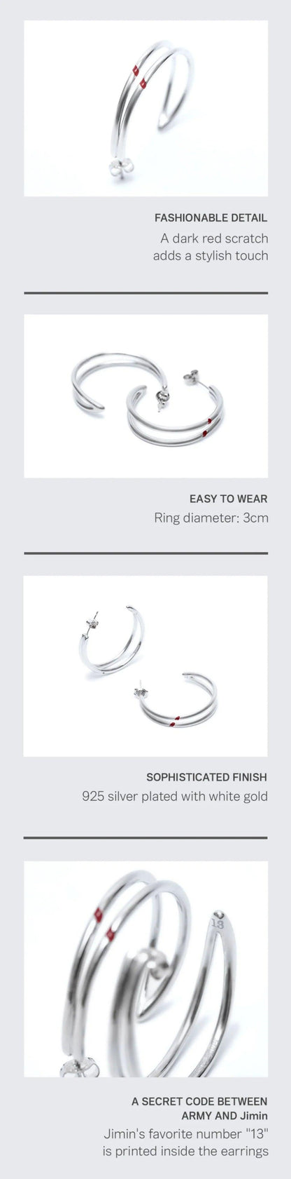 [2nd PRE ORDER] BTS - ARTIST-MADE COLLECTION by JIMIN - RED CARVING EARRING - KAEPJJANG SHOP (캡짱 숍)