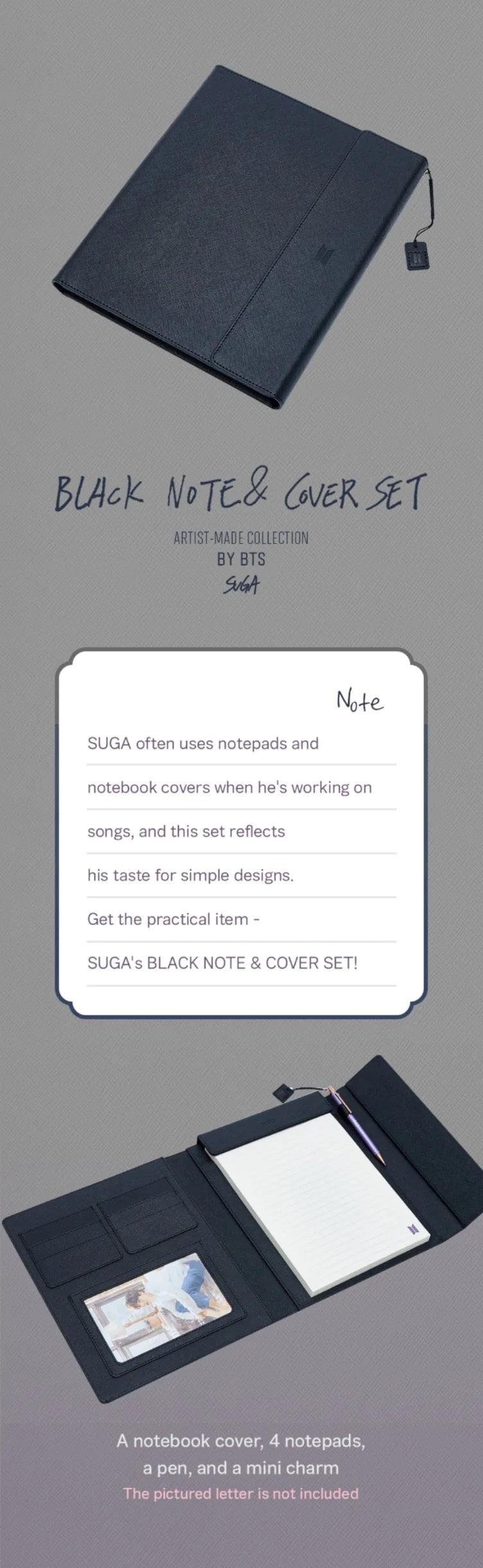 [2nd PRE ORDER] BTS - ARTIST-MADE COLLECTION by SUGA- Block Note + Cover Set - KAEPJJANG SHOP (캡짱 숍)