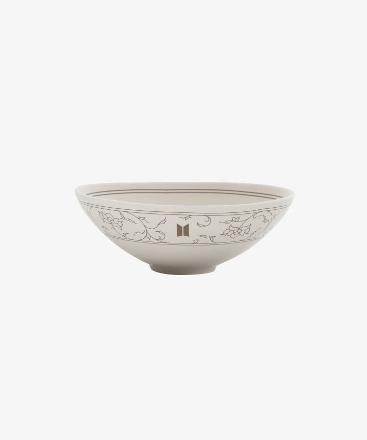 BTS - DALMAJUNG X MU:DS (Official MD) /  WHITE PORCELAIN BOWL WITH INLAID LOTUS SCROLL DESIGN MINIATURE