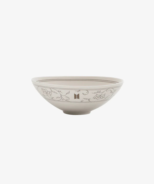 [2nd PRE ORDER] BTS - DALMAJUNG X MU:DS (Official MD) / WHITE PORCELAIN BOWL WITH INLAID LOTUS SCROLL DESIGN MINIATURE 