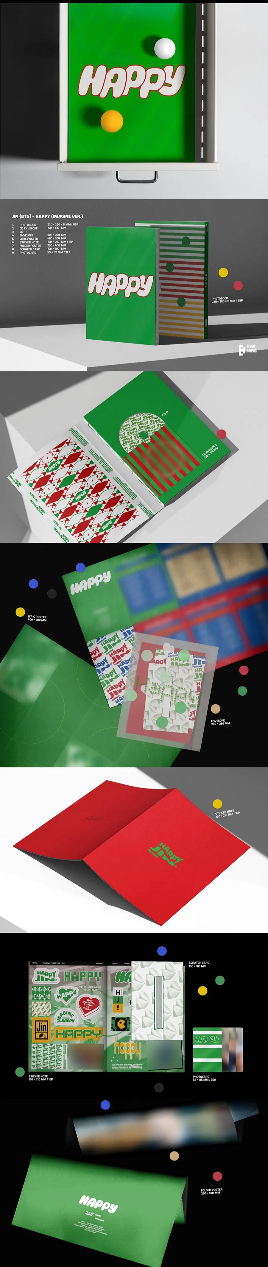 JIN - [HAPPY] (P.O.B Weverse Shop Gift) / E﻿ARLY BIRD GIFT SET KAEPJJANG SHOP (캡짱 숍)