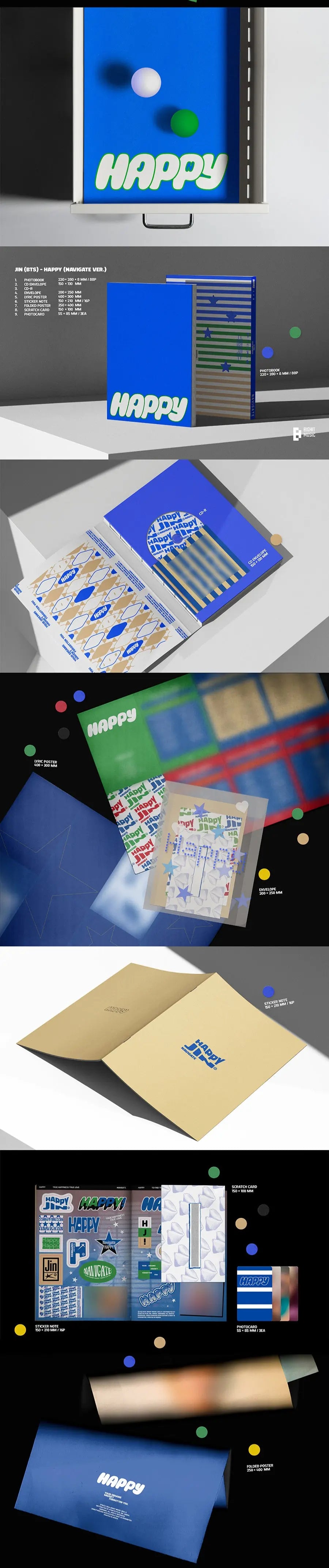 JIN - [HAPPY] (P.O.B Weverse Shop Gift) / E﻿ARLY BIRD GIFT SET KAEPJJANG SHOP (캡짱 숍)