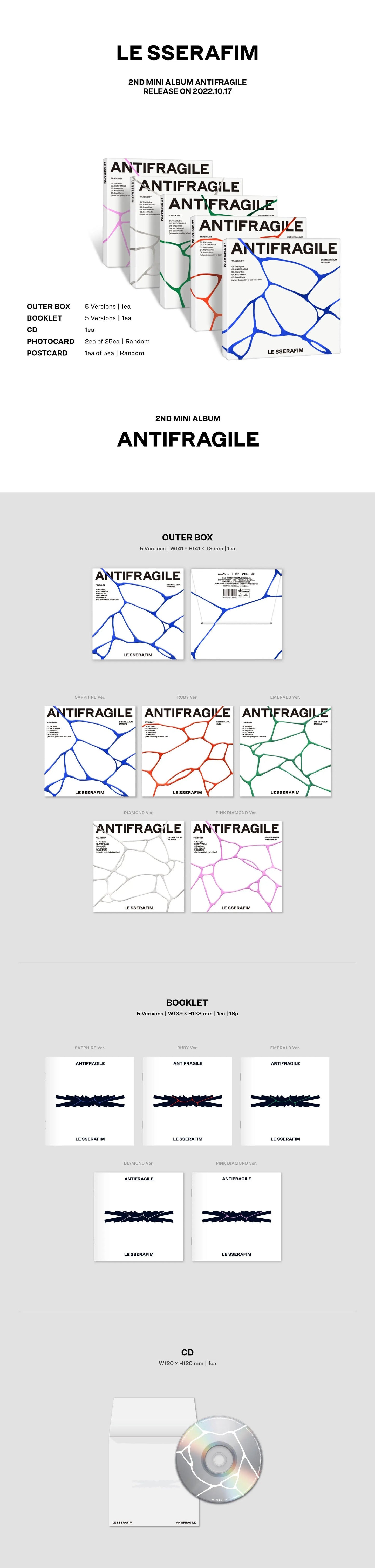 LE SSERAFIM - Mini Album VOL.2 |ANTIFRAGILE] (Compact Vers.) - KAEPJJANG SHOP (캡짱 숍)