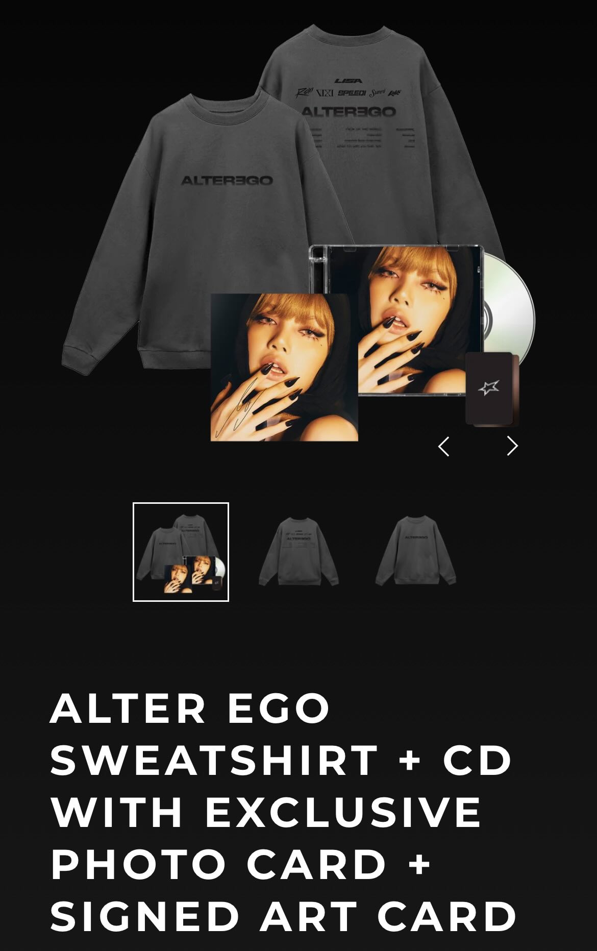 [PRE ORDER] LISA - [ALTER EGO] (Sweatshirt + CD with Exclusive Photo Card + Signed Art Card)