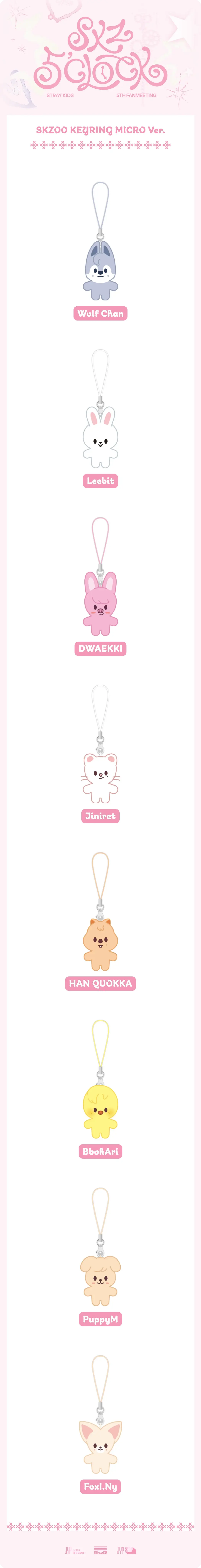 [PRE ORDER] STRAY KIDS - [SKZ 5'CLOCK] (Official MD) SKZOO KEYRING MICRO Ver. KAEPJJANG SHOP (캡짱 숍)