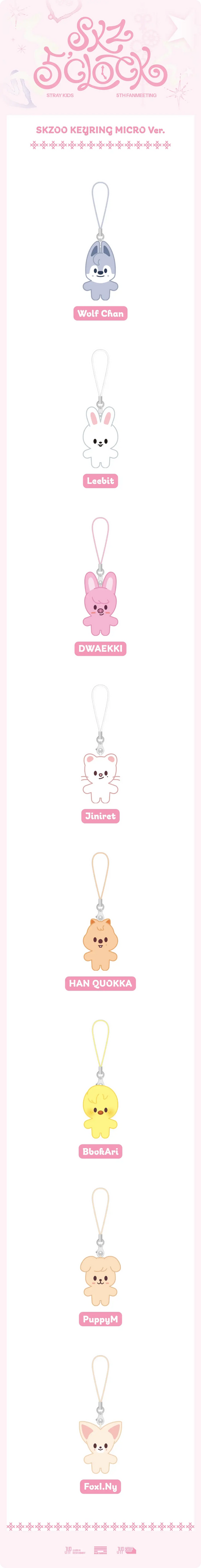 [PRE ORDER] STRAY KIDS - [SKZ 5'CLOCK] (Official MD) SKZOO KEYRING MICRO Ver. KAEPJJANG SHOP (캡짱 숍)