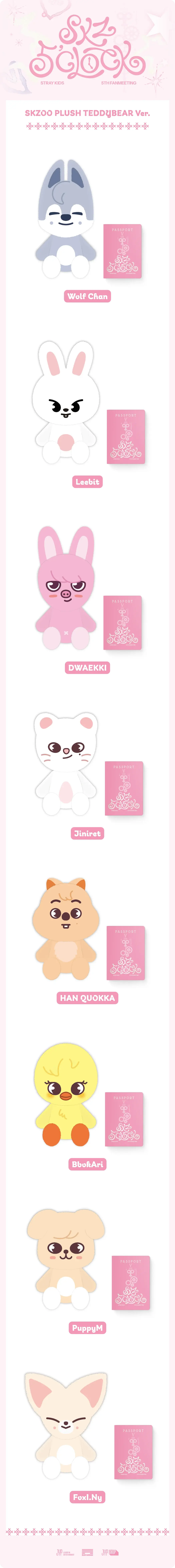 [PRE ORDER] STRAY KIDS - [SKZ 5'CLOCK] (Official MD) SKZOO Plush Teddybear Ver. KAEPJJANG SHOP (캡짱 숍)