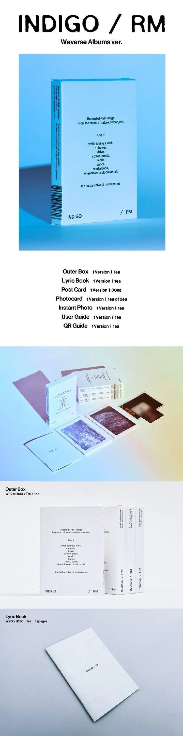 RM (BTS) - Solo Album Vol.1 [INDIGO](Postcard Edition).(Weverse Album) - KAEPJJANG SHOP (캡짱 숍)