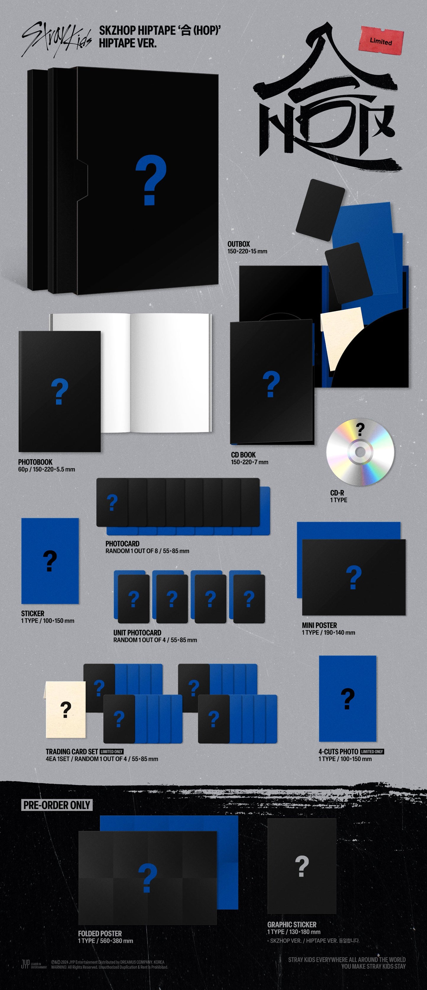 [PRE ORDER] STRAY KIDS - [SKZHOP HIPTAPE '合 (HOP)] (HIPTAPE Ver. / Limited) (POB JYP SHOP GIFT ) 