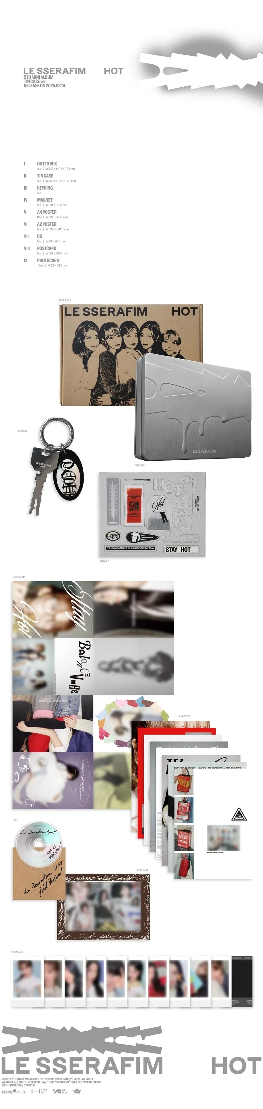[SUR DEMANDE] LE SSERAFIM - [HOT] (Tin Case Ver.) KAEPJJANG SHOP (캡짱 숍)