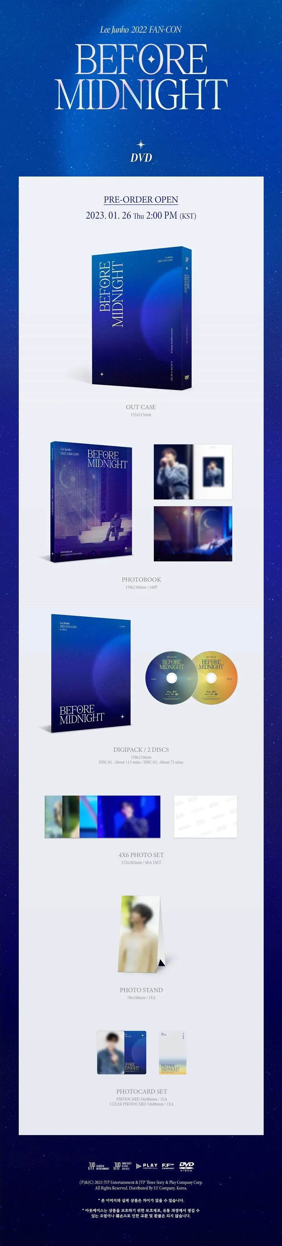 [SUR DEMANDE] LEE JUNHO (2PM)- 2022 FAN-CON [Before Midnight]  DVD Ver. KAEPJJANG SHOP (캡짱 숍)
