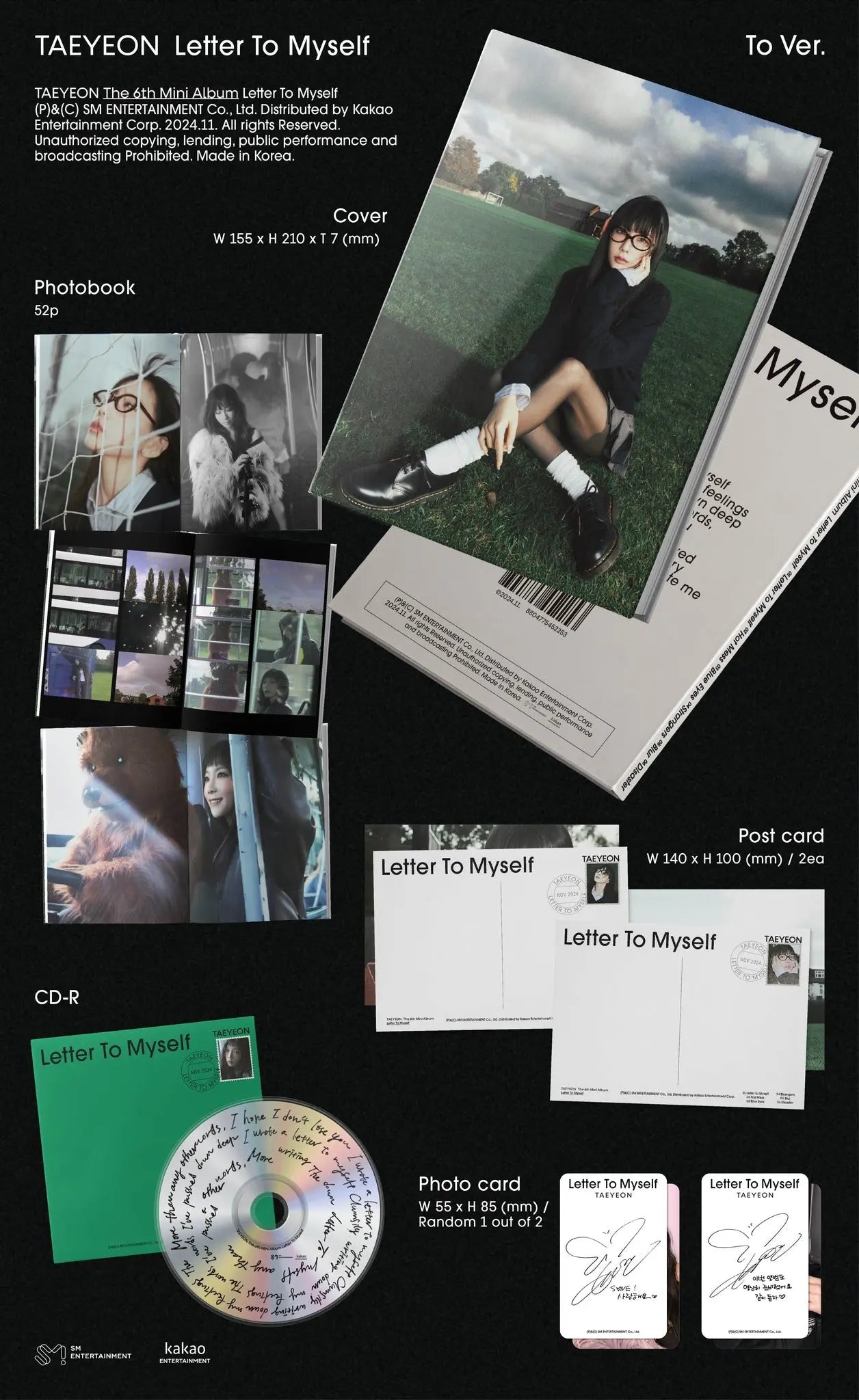 [SUR DEMANDE] TAEYEON - [LETTER TO MYSELF] TO Ver. KAEPJJANG SHOP (캡짱 숍)