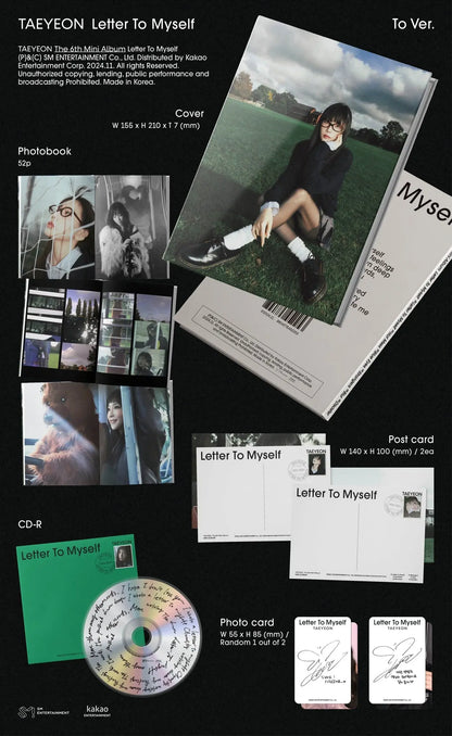 [SUR DEMANDE] TAEYEON - [LETTER TO MYSELF] TO Ver. KAEPJJANG SHOP (캡짱 숍)