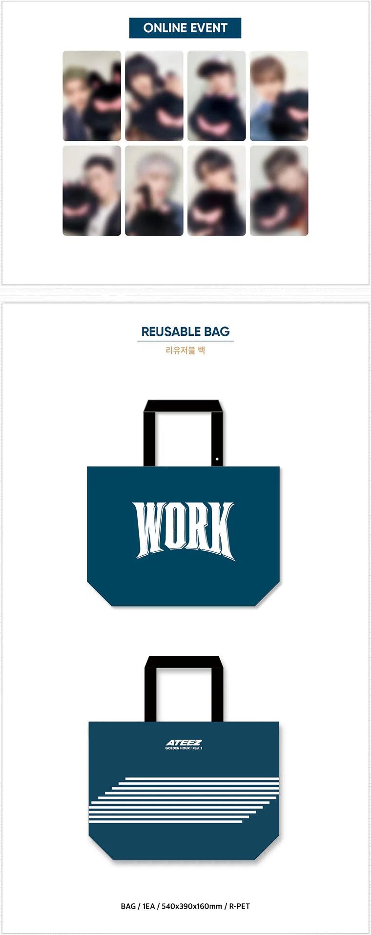 ATEEZ -[GOLDEN HOUR : PART 1] (Official MD) / REUSABLE BAG - KAEPJJANG SHOP (캡짱 숍)