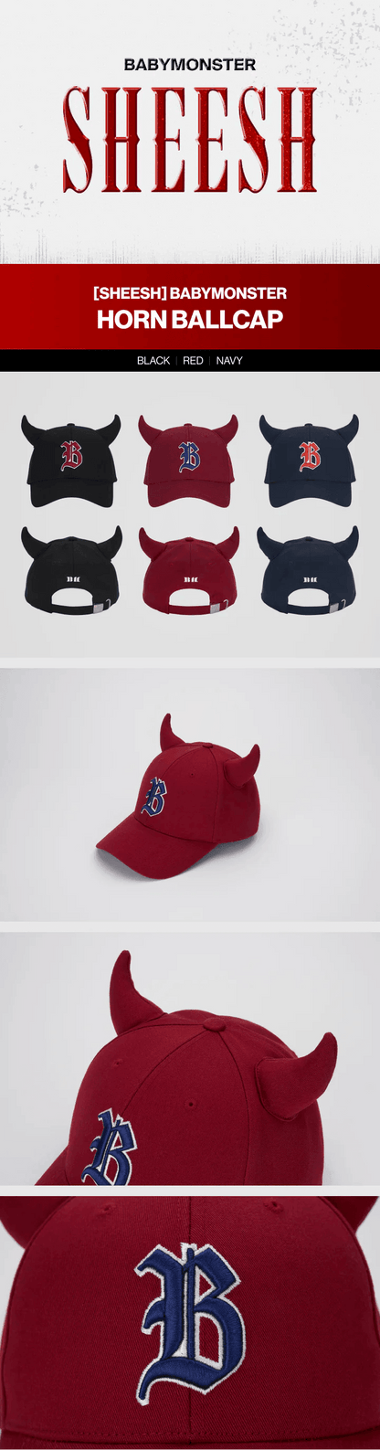 BABYMONSTER - [SHEESH] (Official MD) / HORN BALL CAP - KAEPJJANG SHOP (캡짱 숍)