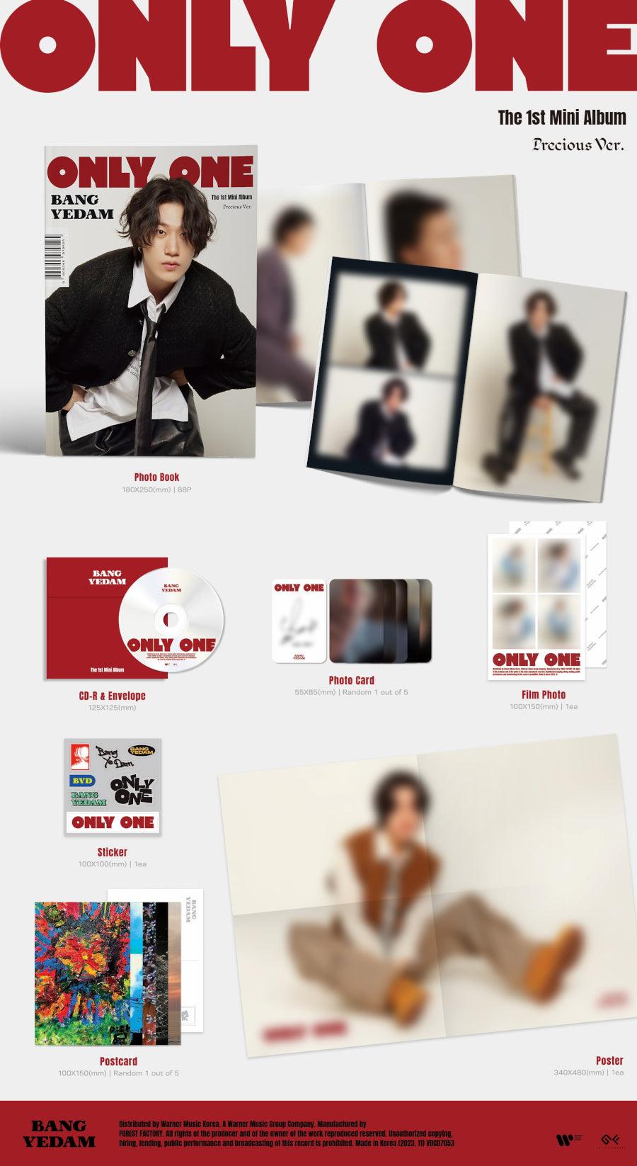 BANG YEDAM - Mini Album Vol.1 [ONLY ONE] - KAEPJJANG SHOP (캡짱 숍)
