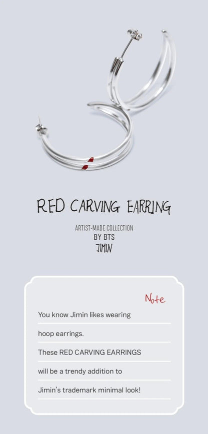 BTS - ARTIST-MADE COLLECTION by JIMIN - RED CARVING EARRING - KAEPJJANG SHOP (캡짱 숍)