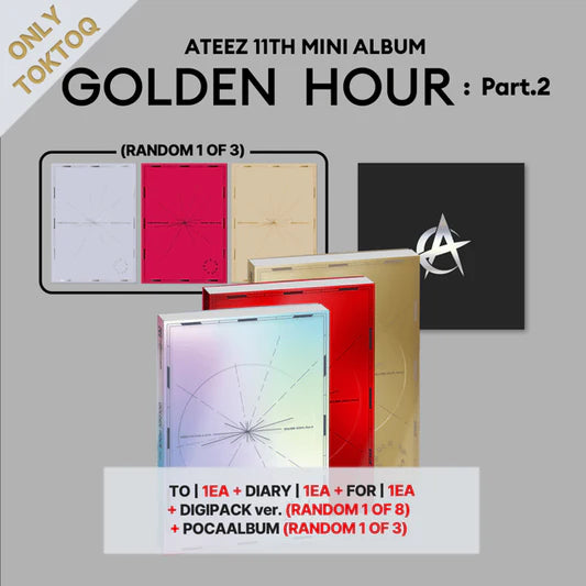 ATEEZ - [GOLDEN HOUR PART.2] SET: 3CD + 1Digipack +1POCAAlbum (POB TOKTOQ GIFT) 