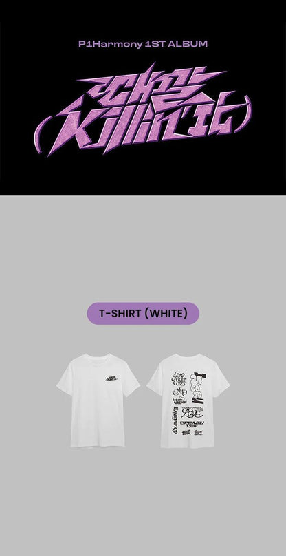 P1HARMONY - KILLIN'IT (Official MD) T-SHIRT (WHITE) - KAEPJJANG SHOP (캡짱 숍)