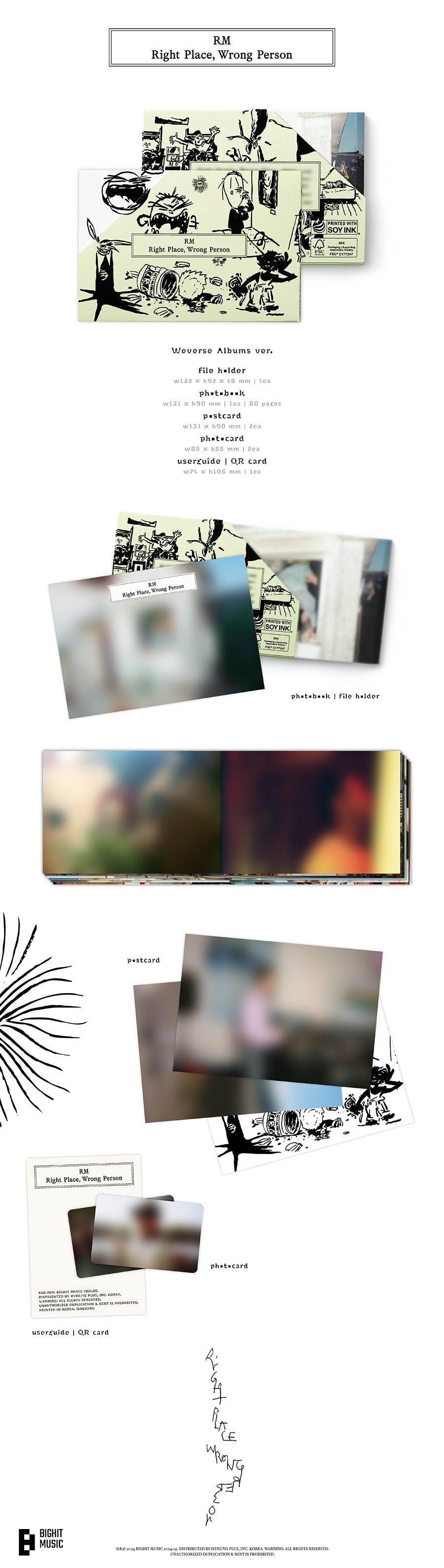 RM - [Right Place, Wrong People] (Weverse Albums Ver.) - KAEPJJANG SHOP (캡짱 숍)