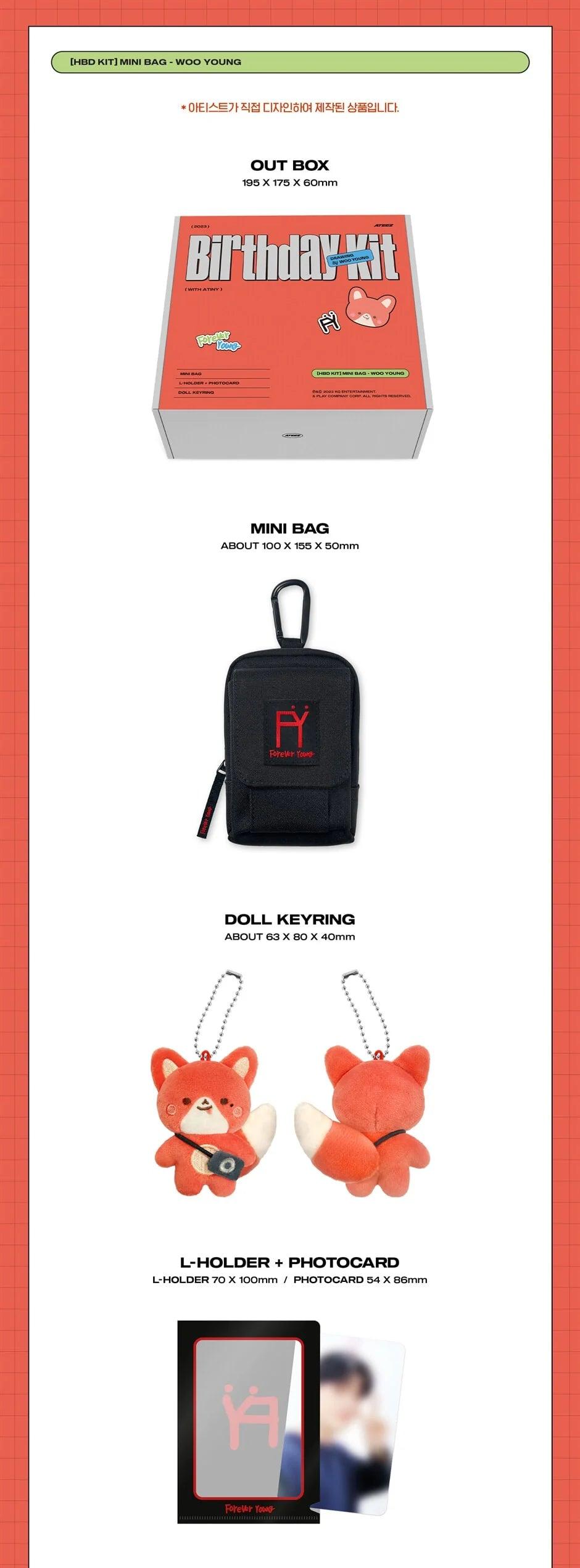 WOOYOUNG (ATEEZ) - HBD Kit Mini Bag Set (Official MD) - KAEPJJANG SHOP (캡짱 숍)